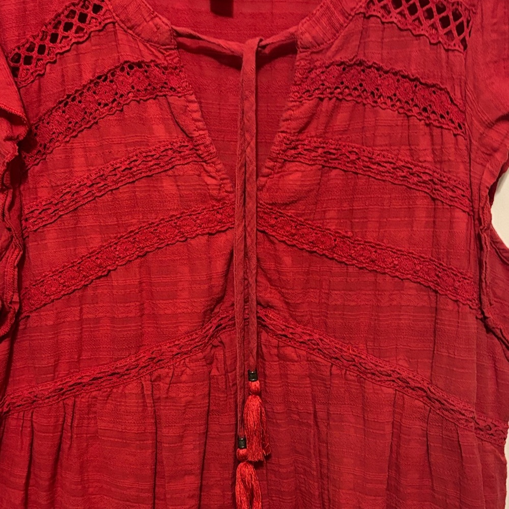 Knox Rose Red Mini Dress with Tassel Tie - Picture 3 of 7